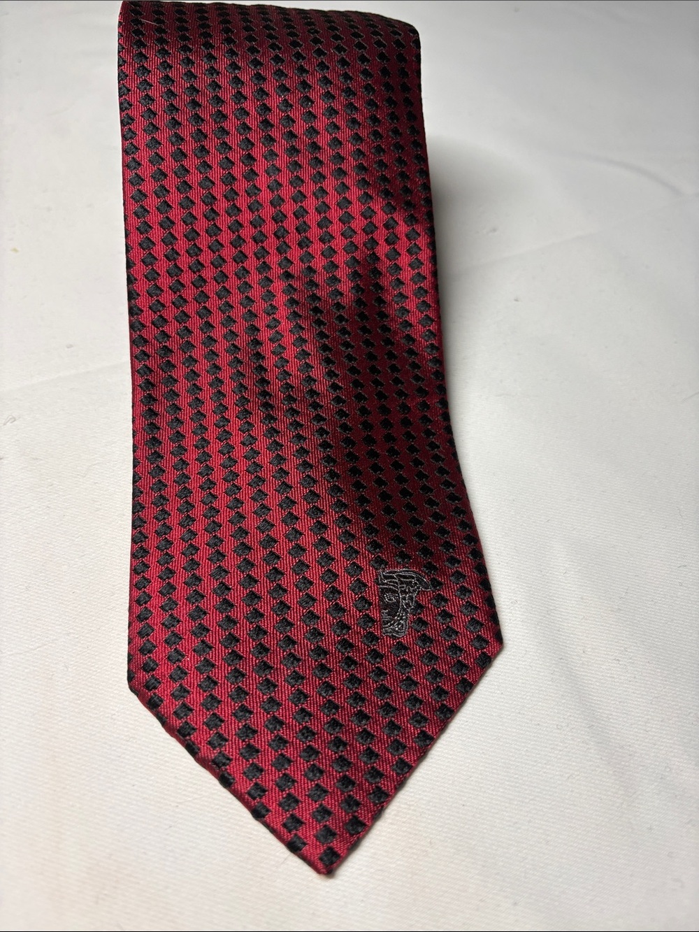 Versace Collection Red and Black Patterned Silk Tie